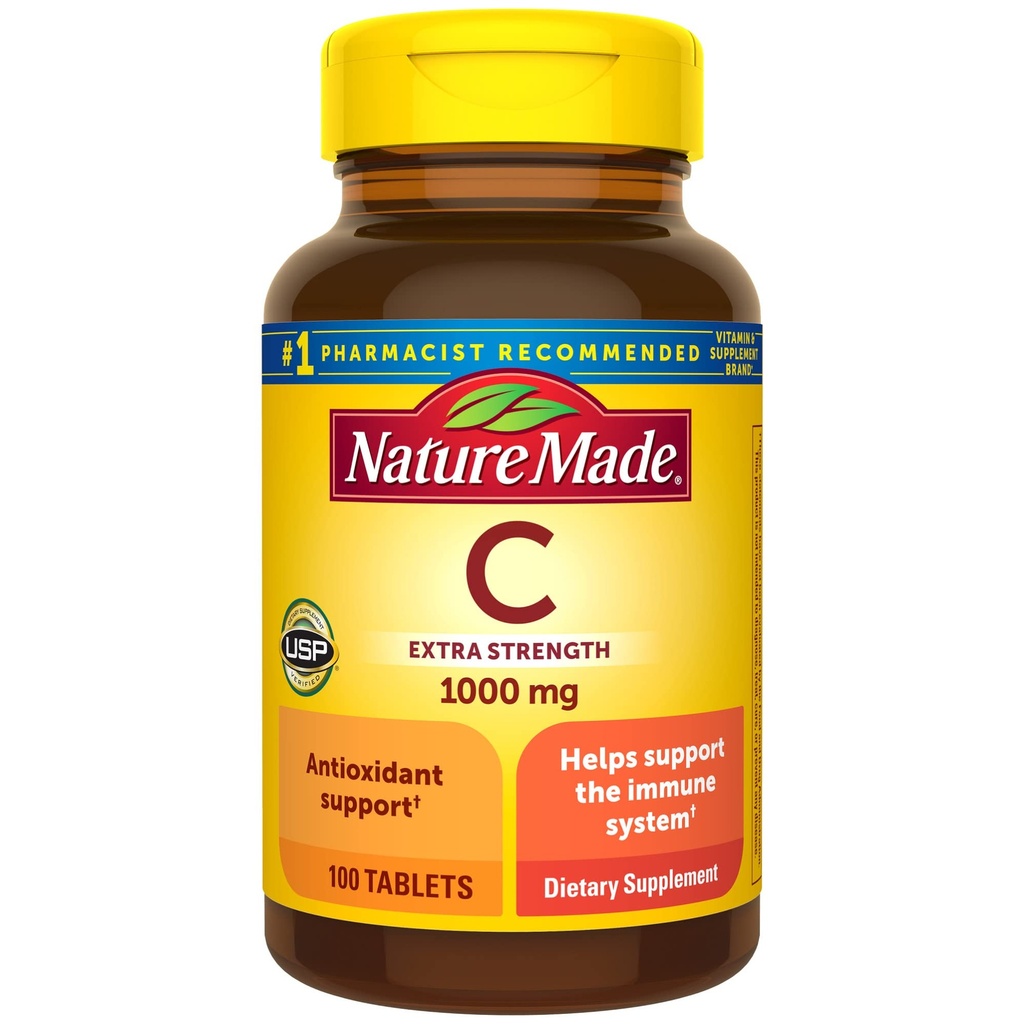Nature Made Extra Siła Witamina C 1000 mg, Suplement diety do wsparcia immunologicznego, 100 Tabletki, 100 Day Supply