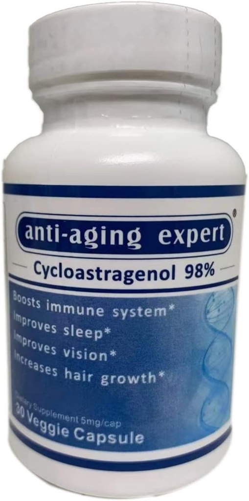 Cykloastragenol 98% Mikronizowane suplementy telomerowe 5 mg, 30 Kapsułki wegetariańskie, 1 butelka