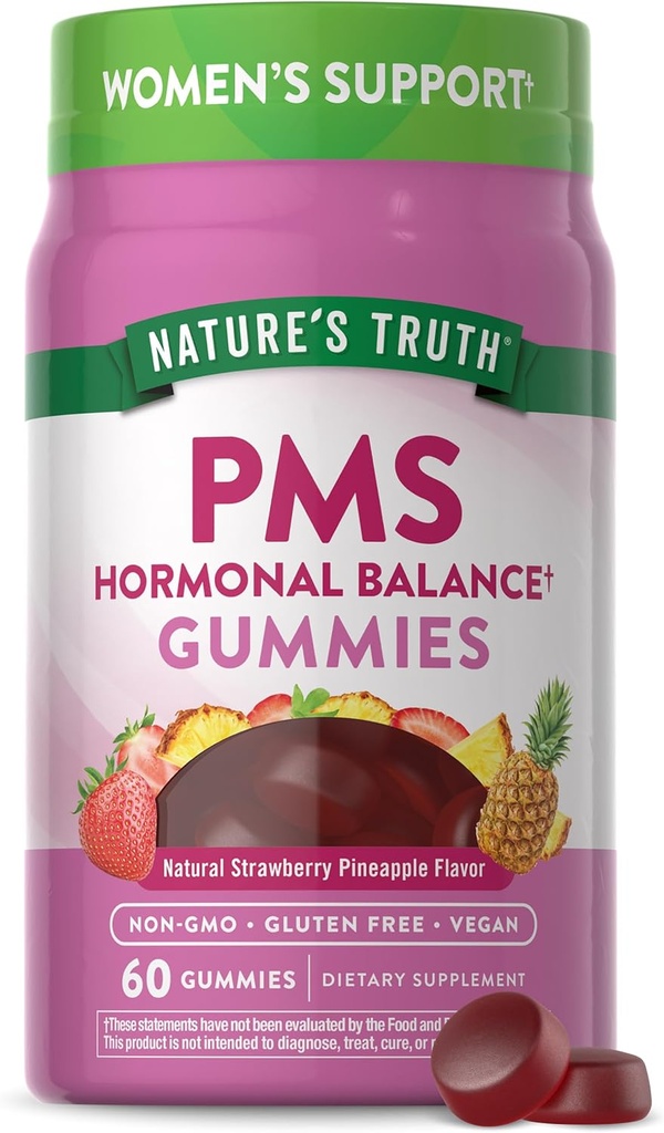 Nature 's Truth PMS Hormonal Balance Support Gummie dla kobiet 124; 60 Hrabia 124; Wegan, Non-GMO & Gluten