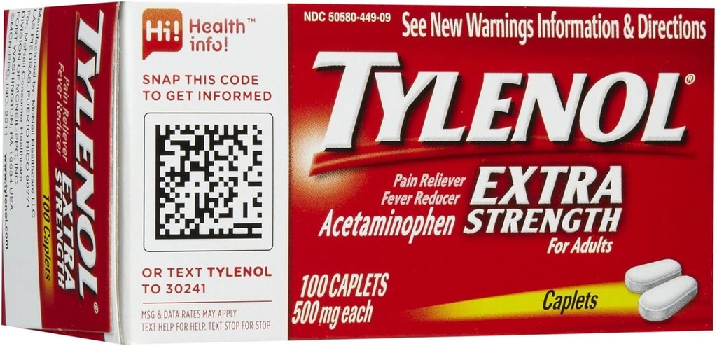 Tylenol Dodatkowa siła Ból Reliever & Gorączka Reduktor Caplets- 100