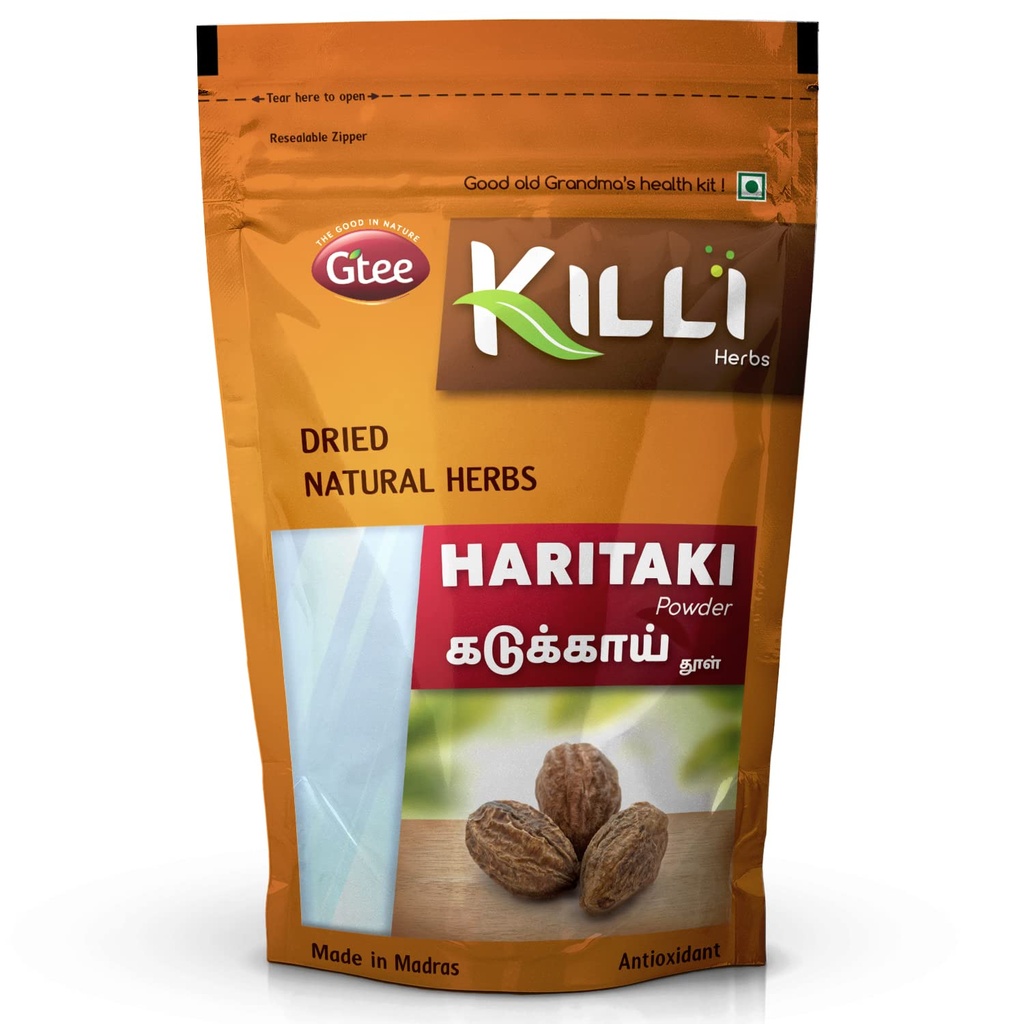 KILLI Haritaki Behind 124; Kadukkai Behind 124; Myrobalan Behind 124; Karakkaya Behind 124; Terminalia chebula Behind 124; Harad Powder, 100g
