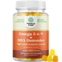 Wegetariańskie gumki Omega 3 dla dorosłych - Wegetariańskie gumki Omega 3 6 9 DHA dla mózgu kości i serca zdrowia i wspólnego wsparcia - Bezwładne ryby wolne od roślin
