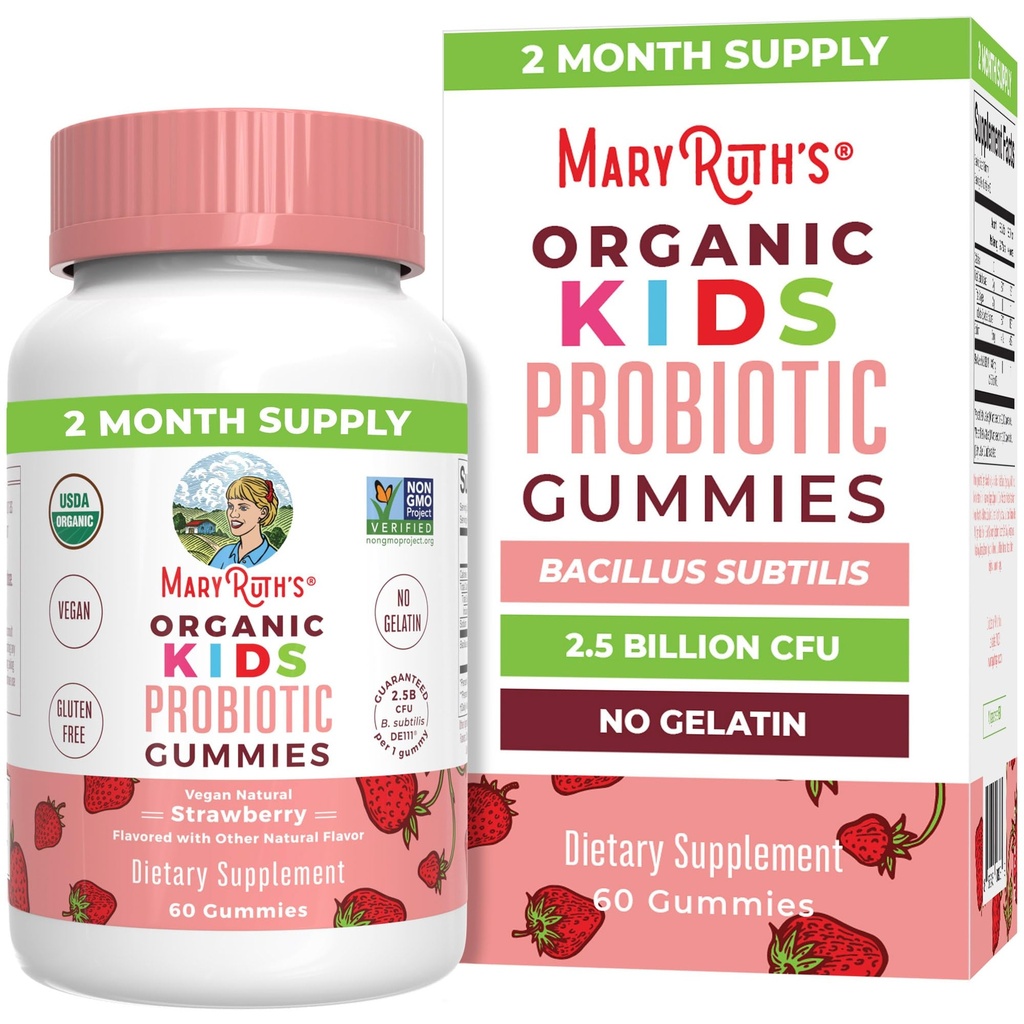 MaryRuth Organics Kids Probiotics for Digestive Health British 124; USDA Probiotic Gummies British 124; 2 Month Supply British 124; Kids Probiotics British 124; Immune Support British 124; Gut Health Supplement British 124; Vegan British 124; Non-GMO British 124; Gluten Free British 124; 60 Count