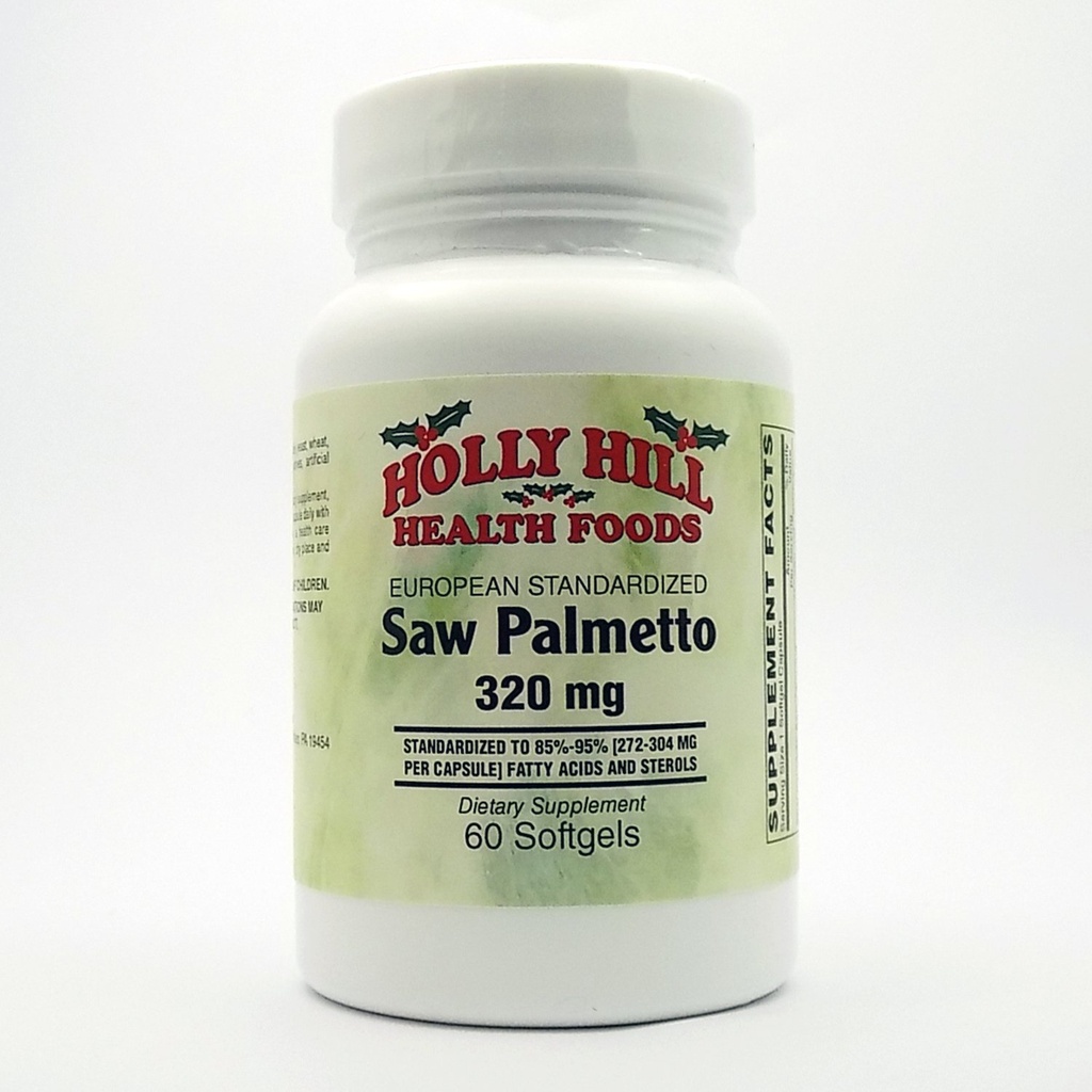 Holly Hill Health Foods, European Standarised Saw Palmetto 320 MG, 60 Softgels