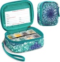 FINPAC Pill Organizators, 8 Compact Travel Pill Case for Weekly 7 Days Medicine Care, Compact & Cute Medicine Witamina Dispenser and Holders (Iluzje szmaragdowe)