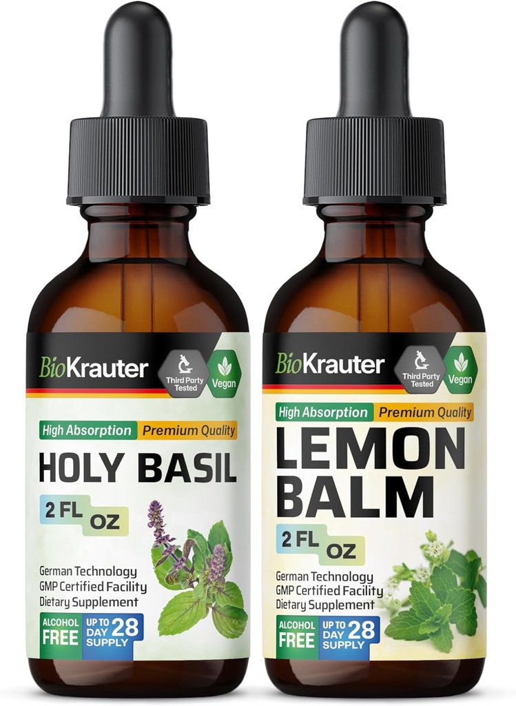 BIO KRAUTER Święty Basil nalewka 2 Fl. Oz. & Lemon balsam nalewka 2 Fl. Oz.