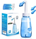 Neti Pot Sinus Rinse Butelka 260 ML z 60 Pakietami soli do mycia nosa i nalepką Termometr do mycia nosa Przepłukać Nasal Nasal Nassation for Adult & Kid BPA Free (Niebieski)