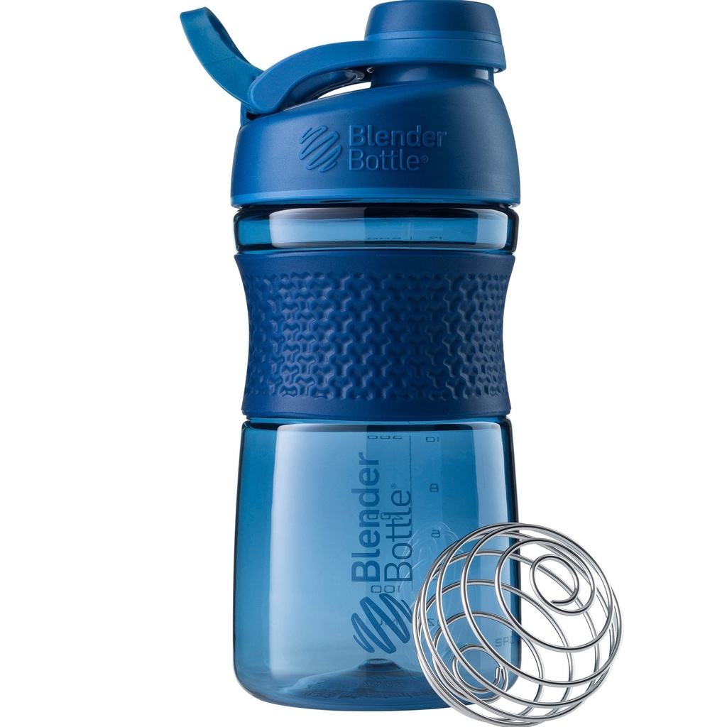 BlenderBottle SportMixer Shaker Butelka Perfect for Protein Shakes and Pre Workout, 20- Ounce, Navy