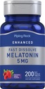 Piping Rock Melatonin 5 mg Xiv 124; 200 Szybkie rozpuszczenie tabletek Xiv 124; Berry Flavor Xiv 124; Suplement dla dorosłych Xiv 124; Wegetarian, Non-GMO, Gluten Free Formula