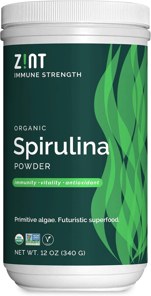 Zint Spirulina w proszku, Organic (12 oz): Premium Immune Supplement Supplement, Blue- Zielony Algae, Immunitet Booster, Nienapromieniowane białko wegańskie