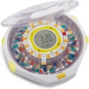 LiveFine Bluetooth Automatic Pill Dispenser, 28- Day Pojemność, Dźwięk i Światło Alerty, Klucz Lock, LCD & Easy Setup na LiveFine App dla wymagań, Leki, Witaminy i Suplementy - Clear Lid