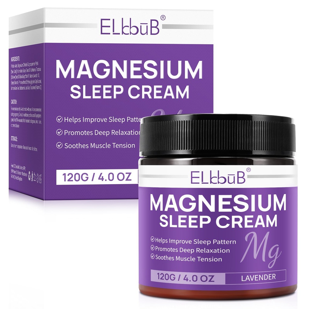 Magnezu krem do snu - wzbogacony olejkiem migdałowym, lawendą i witaminą E do głębokiego relaksacji - Naturalny magnez balsam do gojenia skóry i szybkiego wchłaniania - Lavender