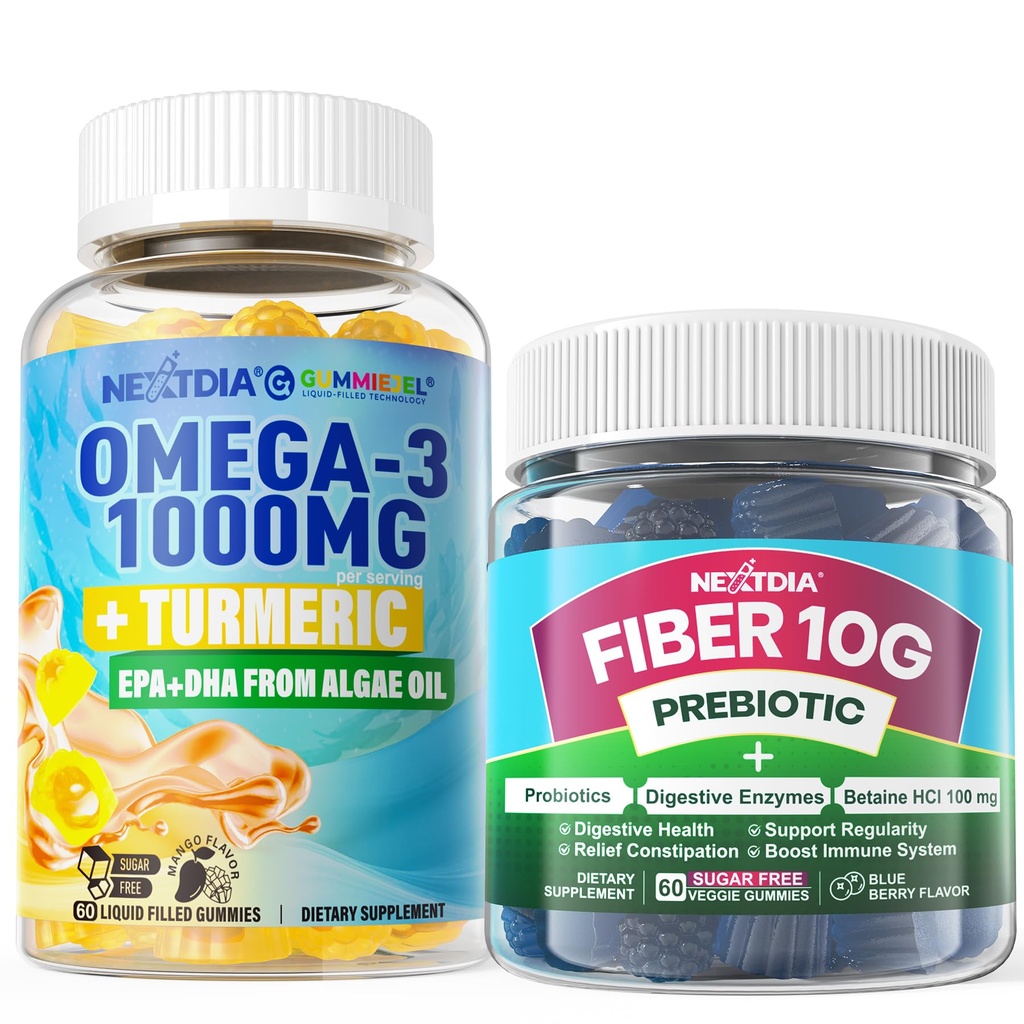 Wegańskie Omega-3 1000mg + kurkuma, gumki włókniste