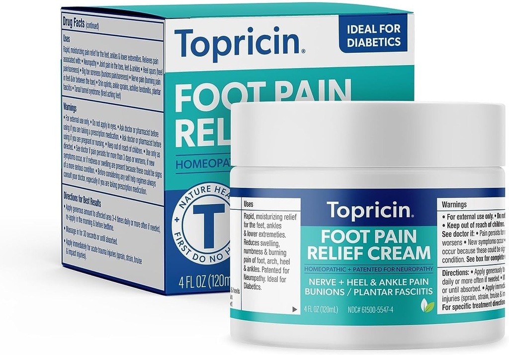 Topricin Foot Relief Pain Therapy Cream (4 oz) Szybko działający ból łagodzenie grudki