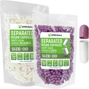 XPRS Nutra Vegan Rozmiar 00 Kapsułki oddzielone - 1000 Hrabia Premium Kapsułki puste Separowane w Torbach - 00 Pigułki Puste do napełniania suplementu DIY (Lavender / White)