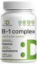 DEAL Uzupełniająca witamina B1 500mg z benfotiaminą, 240 kapsułek - 2 w 1 Wzmocniona formuła - Tłuszcz i woda Rozpuszczalny suplement Tiaminy B1 - Strona trzecia Tested, Non-GMO, No gluten
