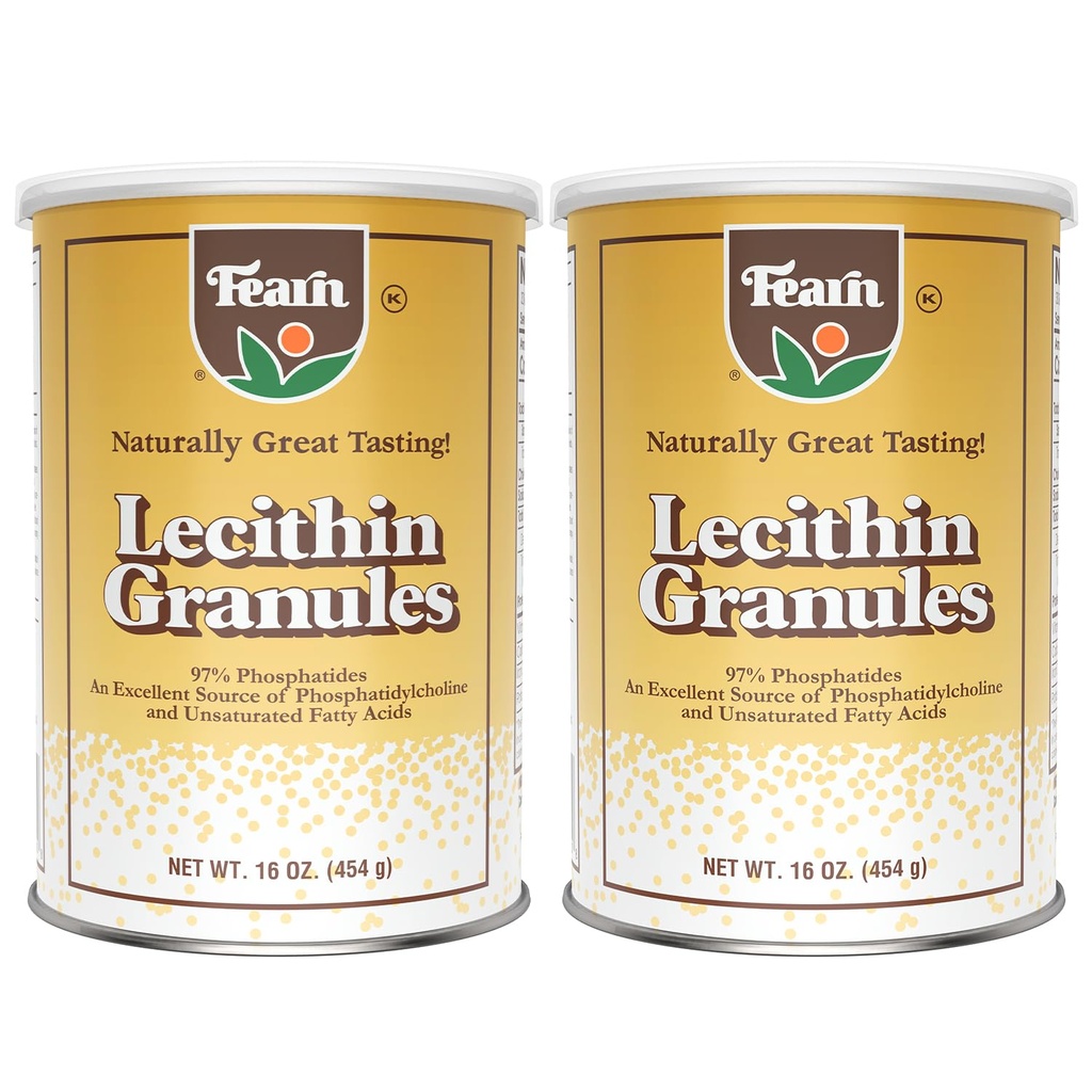Fearn Natural Foods Lecithin Granules Soi - Tłuszcz Emulsyfikator z podstawowych składników odżywczych dla zdrowia, Poprawia tekstury ciast, Pieczywa i Gummies DIY, 16 Oz (Opakowanie 2)