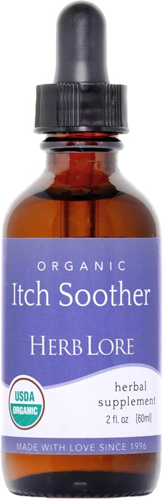 Herb Lore Organic Itch Soother Tincture - łagodzi swędzącą ciążę Skóra & Wysypka, Ciekłe mleko Thistle, Dandelion & Yellow Dock Liver Supplement Supplement Drops (2 fl oz)