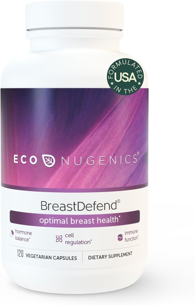 EcoNugenics BreastDefend DIM Suplement do wsparcia optymalnego zdrowia piersi dla kobiet, Estrogen Hormon Równowaga, Immune Support - Kurkumina turmerowa, Reishi & Turcja Grzyby ogonowe - 120 Kapsułki