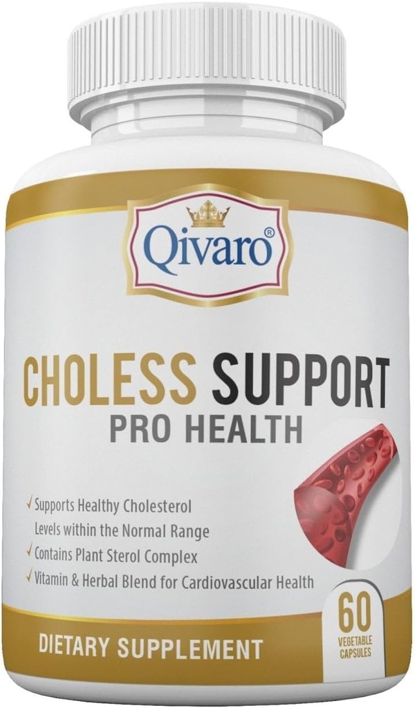 Choless Support Pro Health - Cholesterol & Lipid Management - Infused with Guggul and Garlic Extract - Wegan i Non-GMO - Made in USA - 60 kapsułki