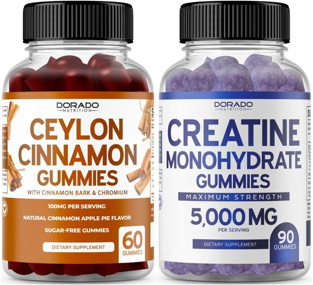 Ceylon Cynamon (60 Hrabia) - Berberine & Ginseng do trawienia Ogólny Wellness Wsparcie i Monowodzian kreatryny (90 Gummies) Pyszne Blue Malina Chews Flavored Supplement - Nie GMO & Made in USA