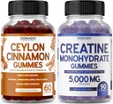 Ceylon Cynamon (60 Hrabia) - Berberine & Ginseng do trawienia Ogólny Wellness Wsparcie i Monowodzian kreatryny (90 Gummies) Pyszne Blue Malina Chews Flavored Supplement - Nie GMO & Made in USA