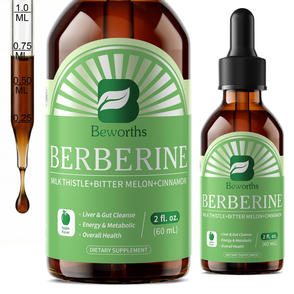 Berberine HCL Suplement z Ceylon Cynamon - Liposomal Berberine Phytosome płynne krople z Turmeric, Ceylon Cynamon, Bitter Melon, Mleko Thistle, Aktywator AMPK do wsparcia trawienia