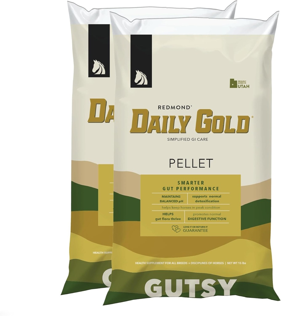 REDMOND Daily Gold Pellets Stress Relief, Natural Healing Clay for Gastric wrzodów koni (2 opakowania)