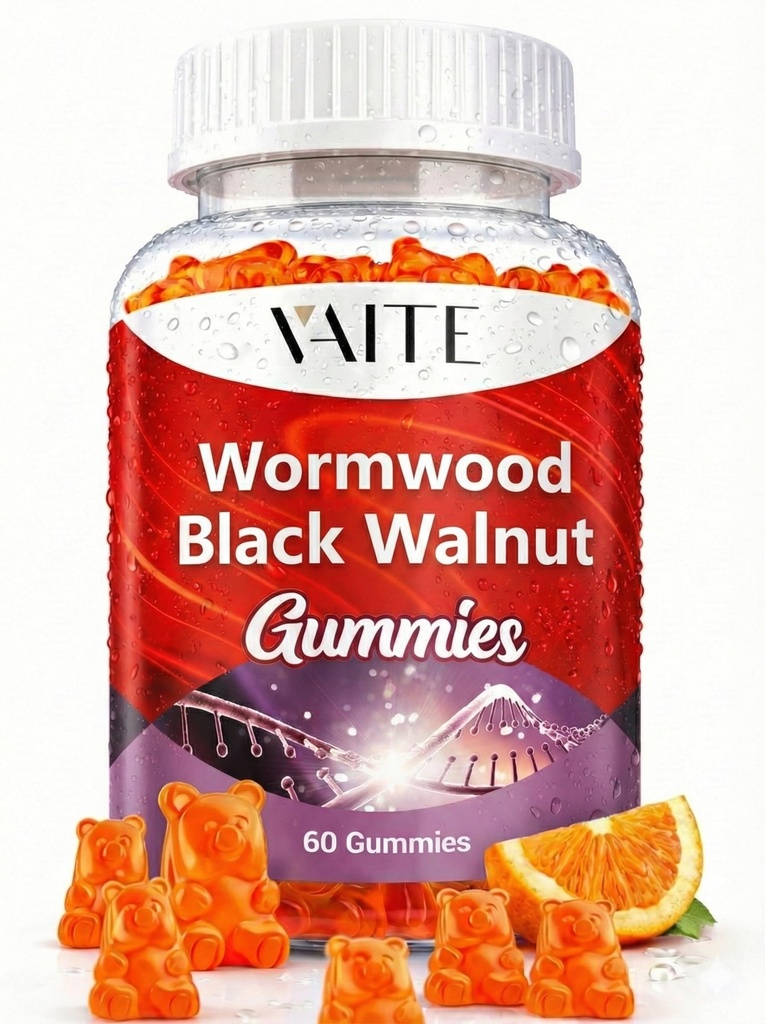 Czarny orzech Wormwood Gumiaki - Ziołowy suplement z Artemisia Annua Herb & Juglans nigra Hull for Digestive Wellness & Natural Body Cleanse, Non-GMO & Gluten Darmowe suplementy - 60 Gumy Chewables