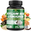BMVINVOL Psilium Husk Fiber Suplement z kozieradką, Jabłko Cydr Ocet, Turmeric, Ginger, Czarny Pepper- Pokarm Wsparcie zdrowia - 240 Kapsułki