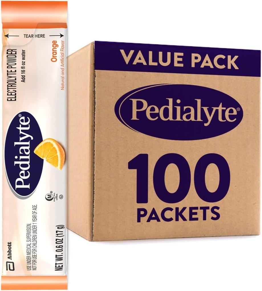 Pedialyt w proszku Electrolyte, Pomarańczowy, Napoje nawadniające, 100 Pakiety z proszkiem pojedynczym