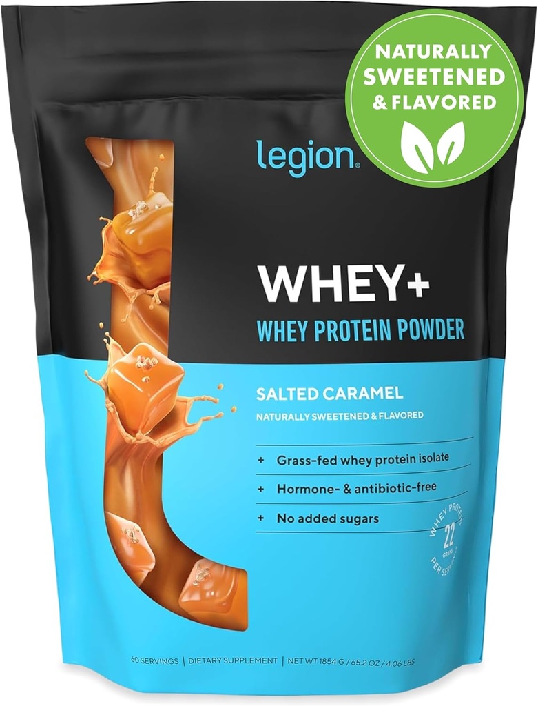 LEGION Serwatka + Izolat serwatki z krów żywionych trawą - Izolat serwatki w proszku niskokalorycznym, niemodyfikowanym genetycznie, bez cukru, Laktoza i Gluten, Wszystkie naturalne białka w proszku dla mężczyzn i kobiet (60 Sług)