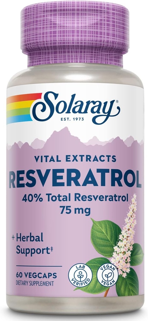 SOLARAY Gwarantowane Potenność Resveratrol, Cap Veg (Btl- Plastic) 75mg