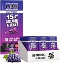 Nutritional Designs LPS Liquid Collagen & Serwatka Suplement Białko - Napoje niezawierające GMO, Bezcukrowe - Promotes Healthy Skin & Hair for Men & Women, Grape, Single Serve (50 Pakiety)