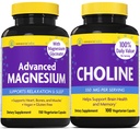 InnovixLabs Choline & Magnez Bundle Choline Bitartrate 550mg (100 kapsułek) Advanced Magnez (150 kapsułek). Wspomaga pamięć, nastroje, zdrowie mózgu i pobudza kreatywność. *