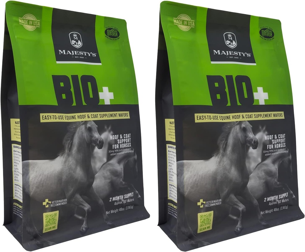 BIO + Biotin Wafers - Superior Horse / Equine Hoof and Coat Supplement - Copper, Cynk, Lyzyna, Metionine (2 Pack (120 Count Total))