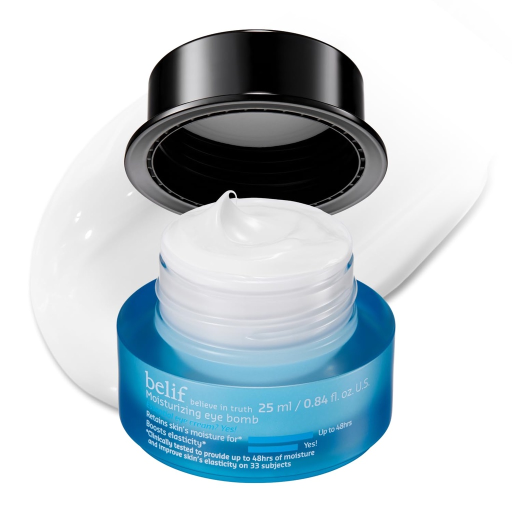 Belif Peptide Eye Bomb, Anti-Aging Eye Cream for Rotinkles, Fine Lines, Crow 's Feet & Eye Bags, 48hr Hydration z Ceramid, Squalane, Kofeina, Dermatologist Tested Koreański Skincare, 0,84 fl.oz