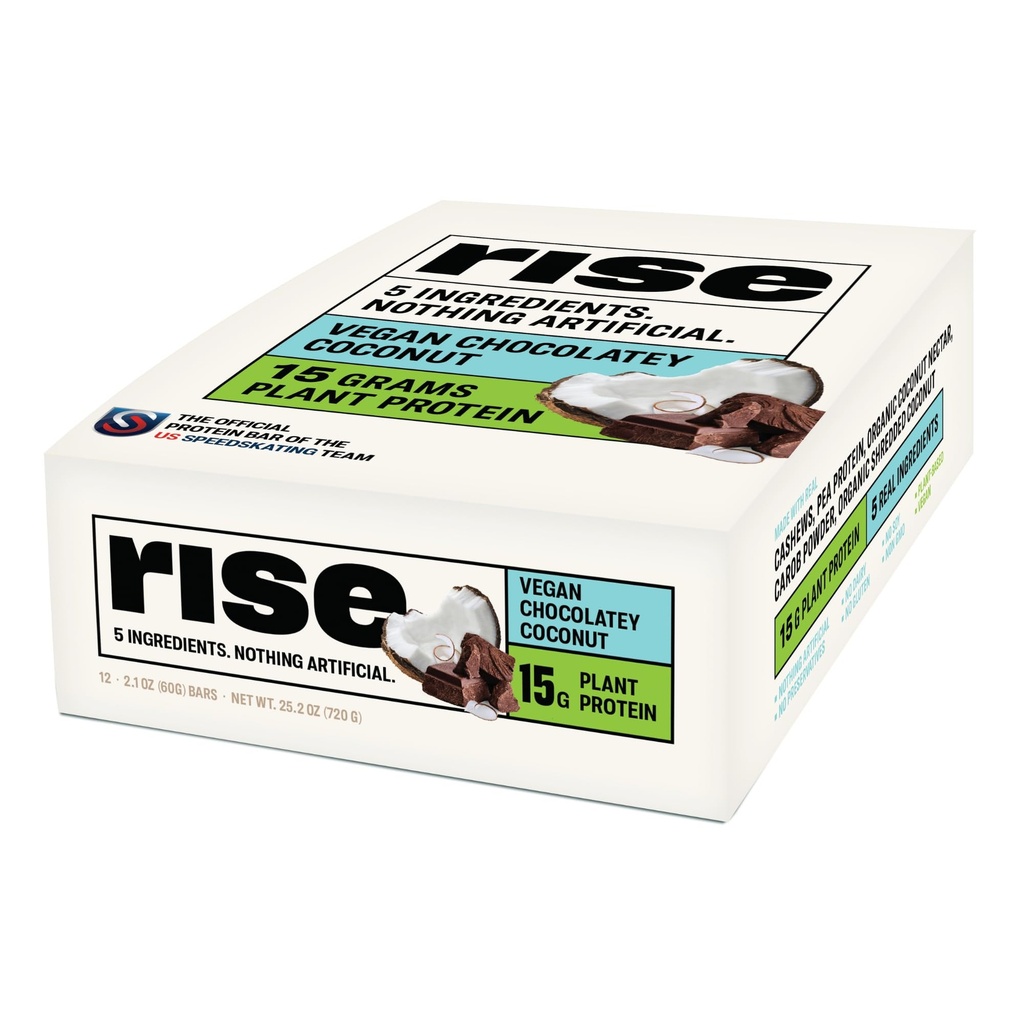 Rise Pea Protein Bar - Chocolately Coconut Between 124; Breakfast Bar & Protein Snack 15 g Protein Just 5 Whole Food Ingredients Non-GMO Gluten- Free Soy