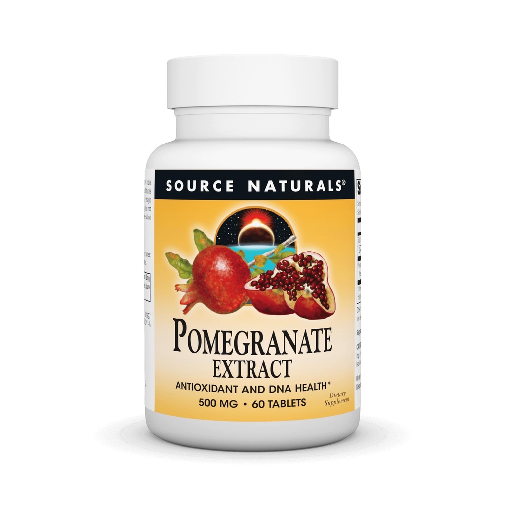 Źródło Naturals Pomegranate Extract 500mg Kompletny cały owoc przeciwutleniacz kwasu ellagicznego & Dodano włókno - 60 tabletek