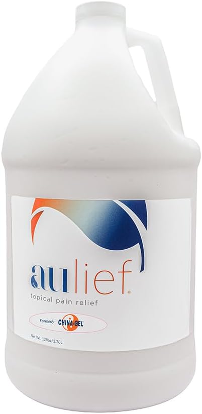 China- Gel Aulief Pain Relief Cream Artreuse & Muscle Rub for Sore Muskles & Joint Pain, Neck, Knee & Back Aches, Premium Dye- Free White Topical Gel, 128 oz Bottle