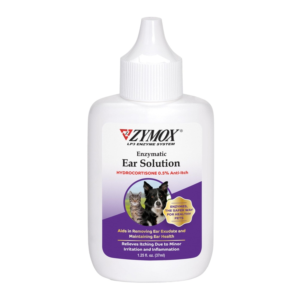 ZYMOX Enzymatic Ear Solution z 0,5-Procent Hydrokortyzonu, dla psów i kotów, 1,25 oz