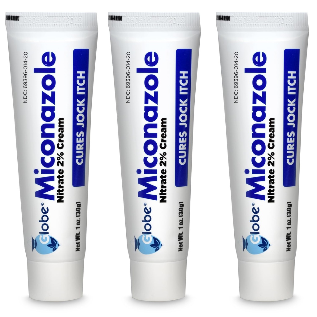 Miconazole Globe (3 Pack) Nitrate 2% Cream 1 oz, Cures Most Sports Foot, Jock Itch, Ringworm i więcej.