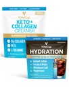 VitaCup Hydration Instant Coffee Sticks w / Elektrolity, Woda kokosowa, Średnio Roast 18ct & Keto + Collagen Vanilla Coffee Creamer w / Superfoods & MCTs, 10 oz