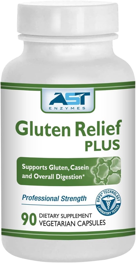 Guten Relief Plus - 90 Kapsułki wegetariańskie - Gluten Support - Premium Natural Digestive Enzym Formuła - Zawiera DPP- IV Enzym Complex - AST Enzymy
