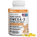 Wild Caught Omega 3 Fish Oil for Dogs - 180 Softgel kapsułki dla zdrowej skóry i płaszcza - 300 mg Mini Dog Fish Oil Pills for Shedding, Suchy swędzenie skóry i gorące plamki - Pet Omega Salmon Supplement
