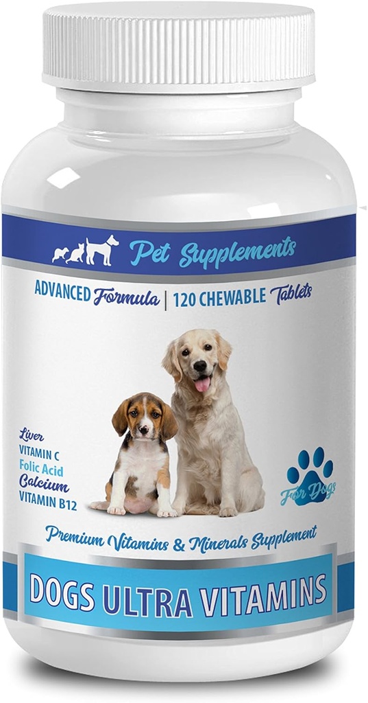 Dog Energy Booster - Ultra Vitamin dla psów - Żugi - Potężna formuła - Kompleks mineralny - Wapń dla psów - 90 Leczenie (1 butelka)