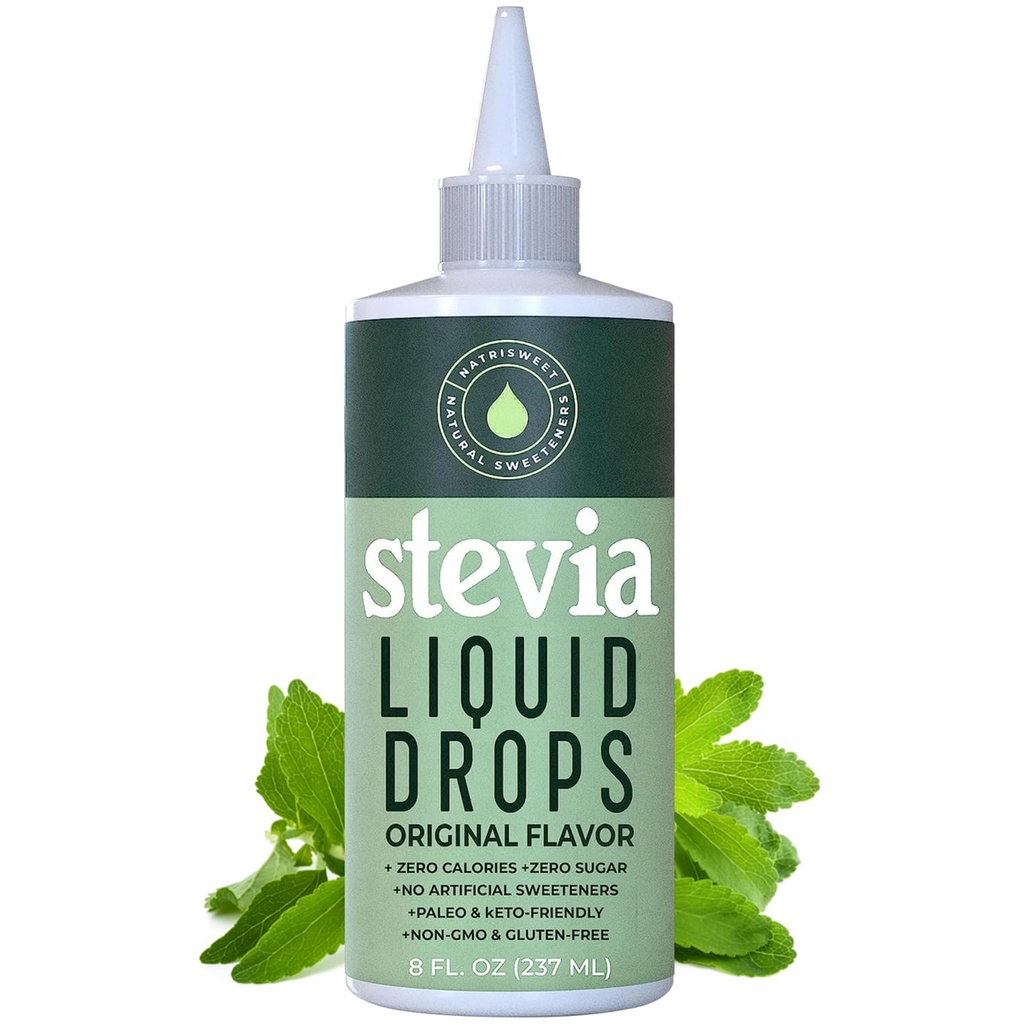Stevia Liquid Drops, 8 Fl oz, 1823 Służenia, Czyste skoncentrowane Krople z Zero Calories & Zero węglowodanów, Pyszne Sugar Substitute Great dla Keto & Paleo Diets, Natrisweet