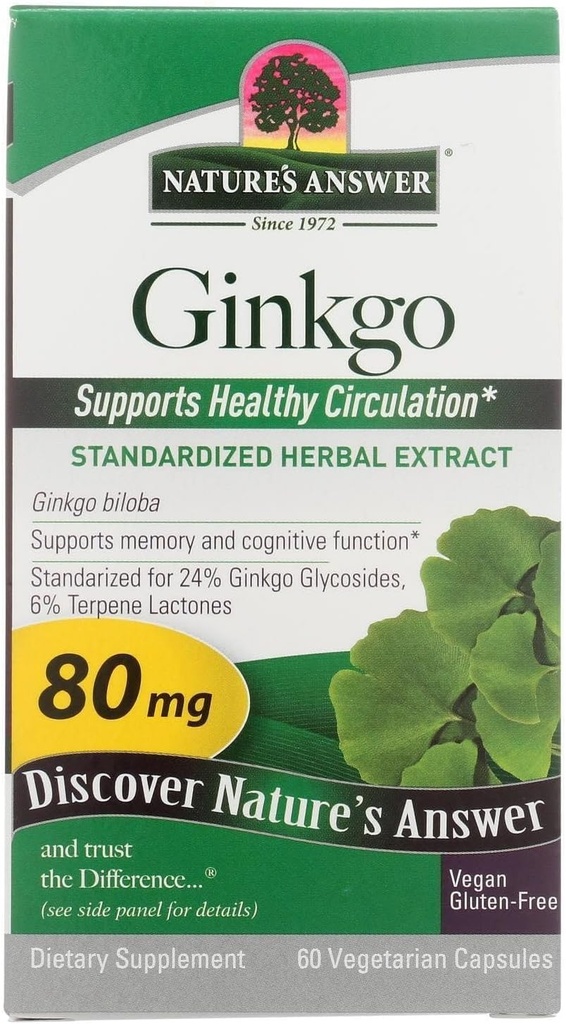 Odpowiedź natury Ginkgo Leaf Kapsułki wegetariańskie, 60- Count