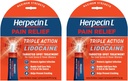 Ból Herpecin - L Relief Triple Action with Lidocaine Cold Sore and Fever Blister Treatment, 0.15 oz (2 opakowania)