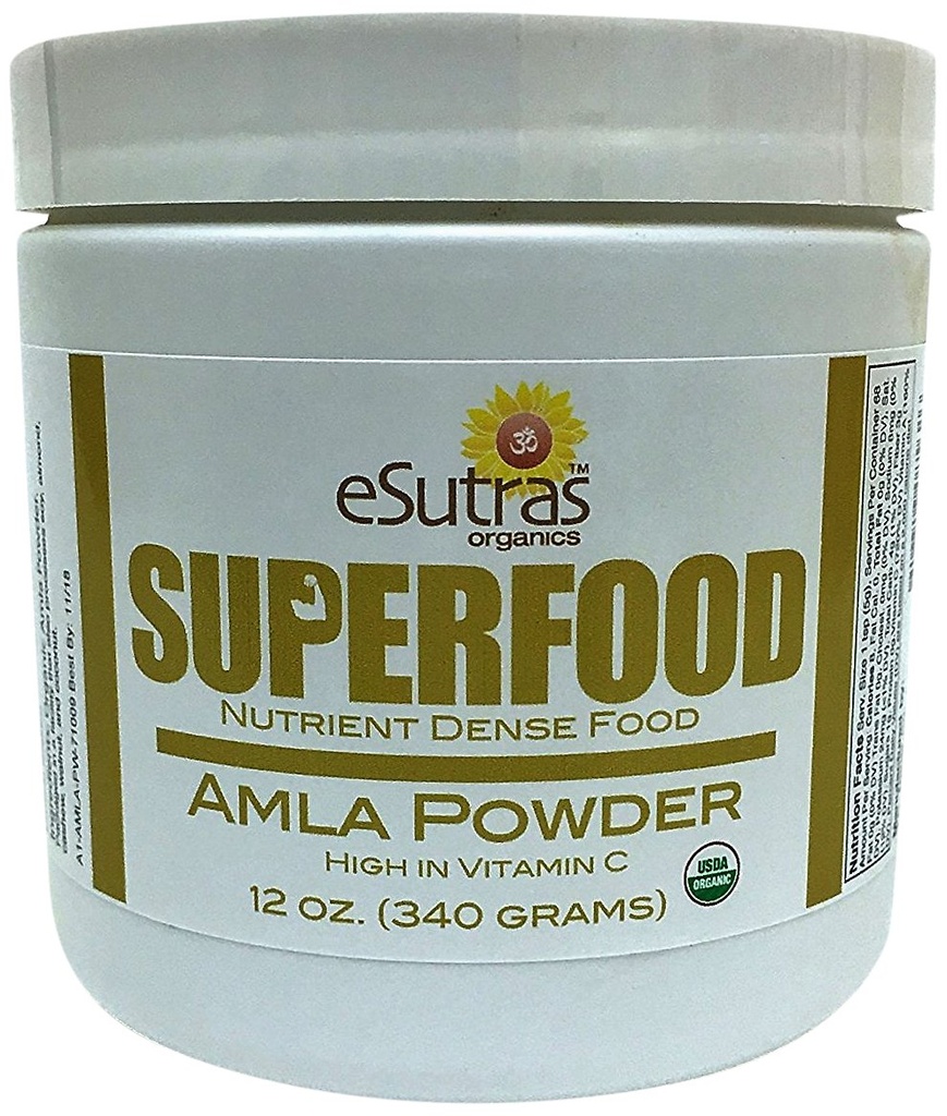 Organic Amla Powder 12 oz, 30 porcji Naturalna witamina C (witamina immunologiczna) Amalaki Wyciskane na zimno Organiczne składniki odżywcze dla zdrowych smoothies